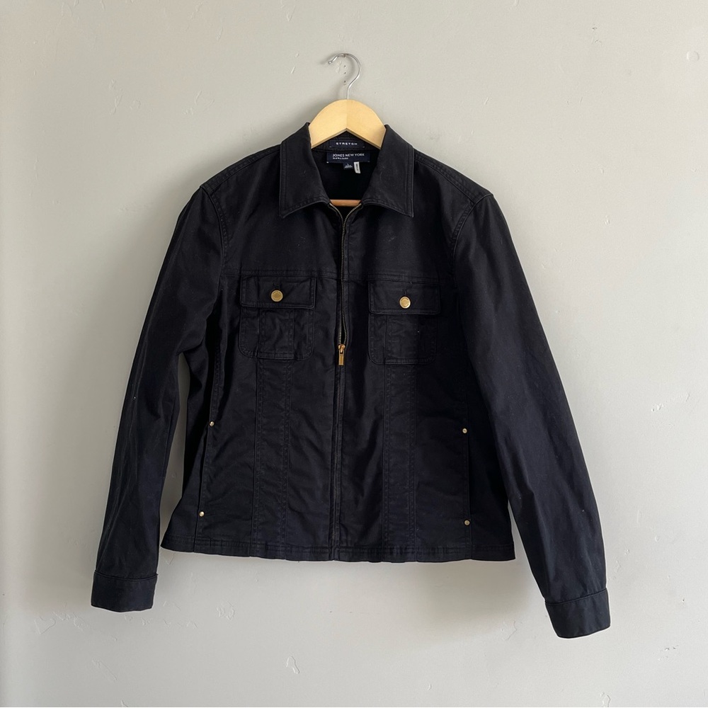 Jones New York Signature | Black Zip Up Long Sleeve Jacket
